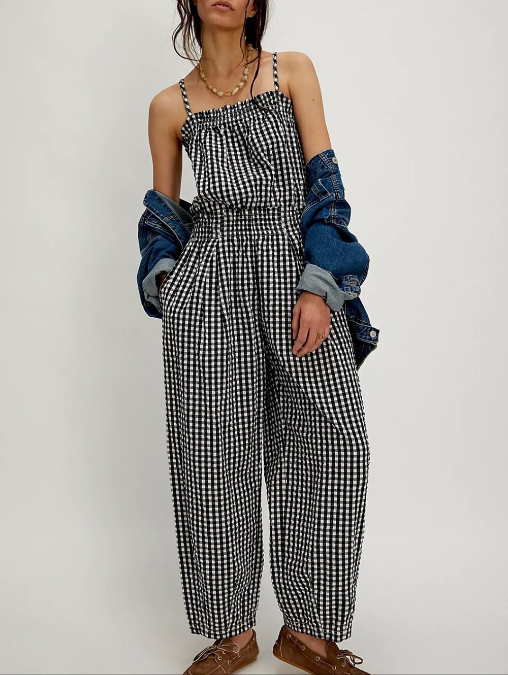 Free People Retro Heatwave Gingham One Piece Jumpsuit Size XS
